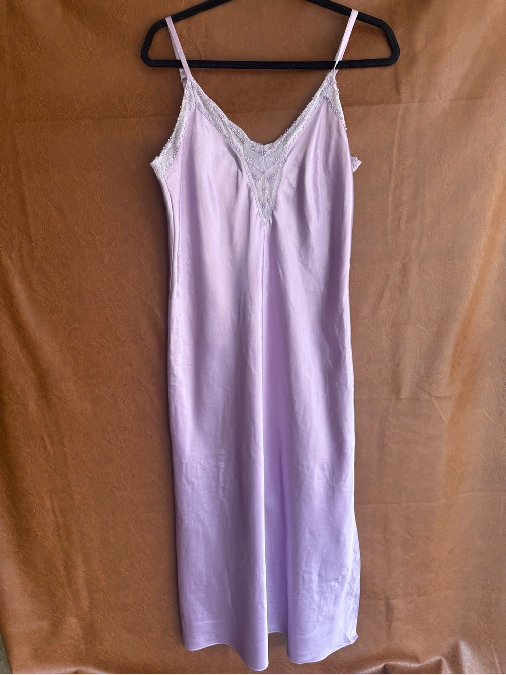 Valerie Stevens Lavender Satin Lace Slip Dress S